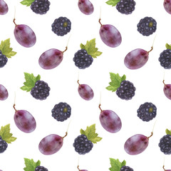 Blackberry  and grape seamless pattern
