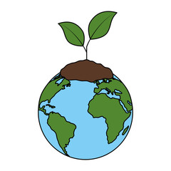 world planet earth with plant vector illustration design