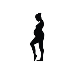 Fototapeta na wymiar Pregnant woman, silhouette, mother care icon. Vector illustration