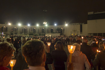 Evening celebrations at the square in front of the Basilica of Our Lady of the Rosary in Fatima