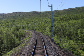 Fototapeta na wymiar Train journey in North Sweden