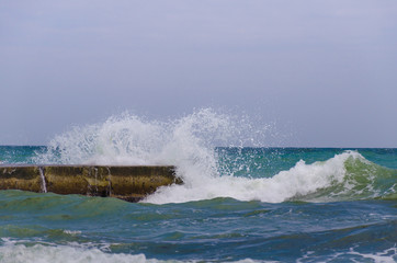 Odesa beach with waves in Ukraine