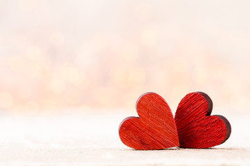 Obraz premium Two Hearts. Valentines day greeting card.
