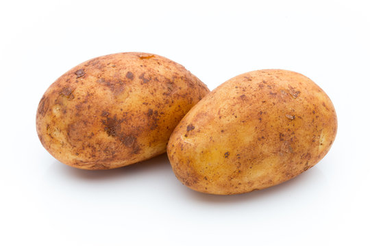 A bio russet potato isolated white background.