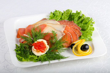 Sliced fish assortment