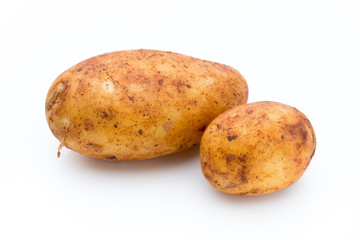A bio russet potato isolated white background.