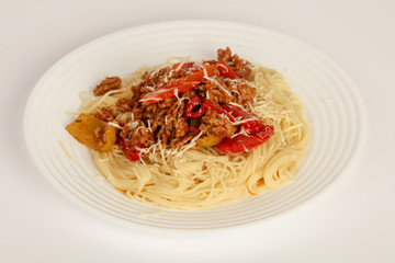 Pasta Bolognese with cheese