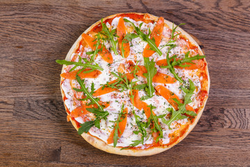 Pizza with salmon