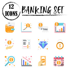 The 3rd banking flat icon set