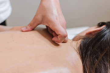 Back massage at spa salon