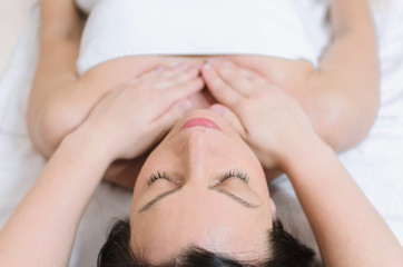 Fototapeta na wymiar Chest massage at spa