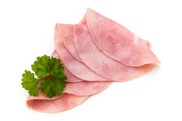 Sausage slices isolated on the white background.