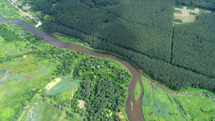 Aerial landscape - natural river