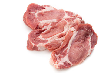 Fototapeta premium Meat pork slices isolated on the white background.