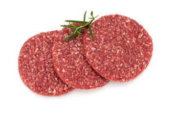 Raw fresh hamburger meat isolated on white.