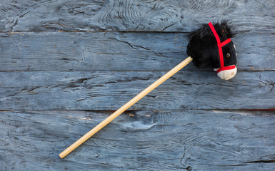 a horse on a stick, an old children's toy