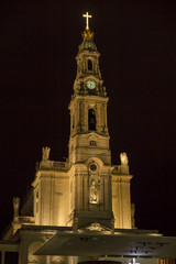 Fototapeta na wymiar Sanctuary of Our Lady of Fatima with the Rosary Basilica at night, Fatima