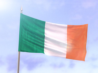 Flag of Ireland with sun flare