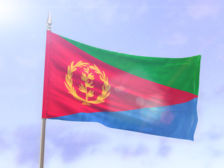 Fototapeta na wymiar Flag of Eritrea with sun flare
