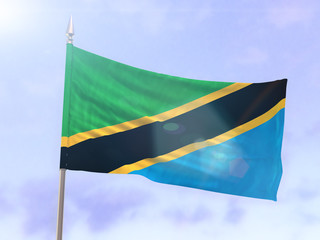 Flag of Tanzania with sun flare