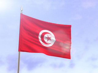 Flag of Tunisia with sun flare