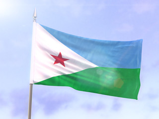 Naklejka na ściany i meble Flag of Djibouti with sun flare