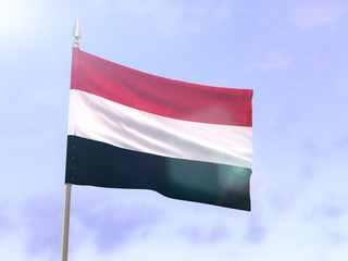 Flag of Yemen with sun flare