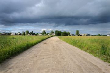 Country road before storm