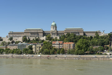 A view of the castle from the Danube river in Budapest, Hungary