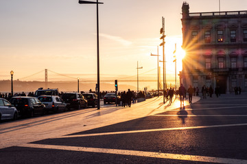 Vasco da Gama Bridge landscape at sunset. Lisbon, Portugal © Krzysztof