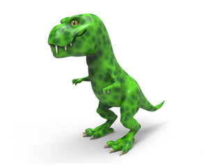 A large green dinosaur TIREX. 3D illustration on white background