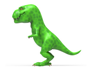 A large green dinosaur TIREX. 3D illustration on white background