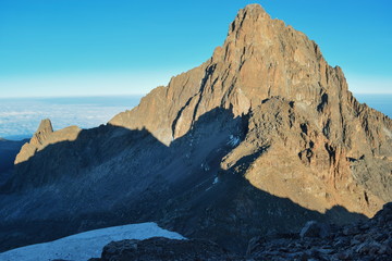 Mount Kenya's Highest Peak, Batian seen from Point Lenana, Kenya