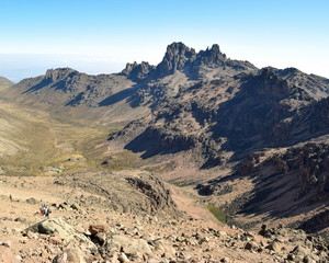 The rock formations at Mount Kenya