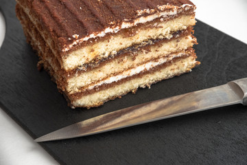 cake on a black board