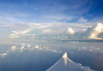 View of the Atlantic Ocean from an airplane, on a trip from Europe to North America