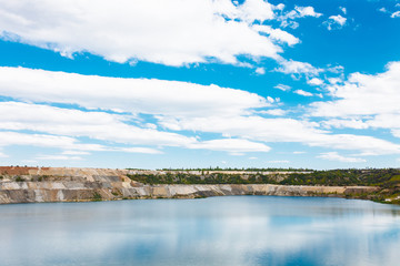 Landscape of a beautiful lake, the Bay, small island, resort destination, saturated colors