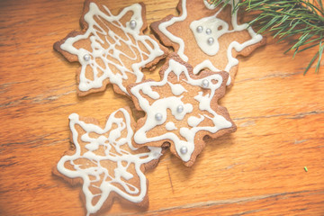 Fototapeta na wymiar Christmas cookies on the kitchen table.