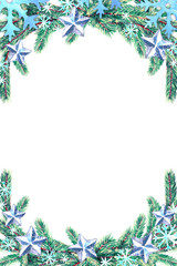 Christmas card with fir branches. Watercolor illustration for Christmas with space for text.