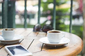 cups of espresso on a table