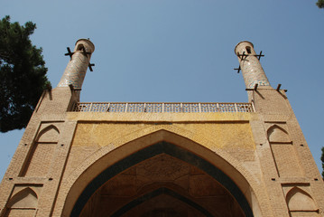 View of Shaking Minarets (Monar Jonban), a famous landmark in Isfahan, Iran