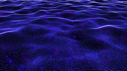 Fototapeta na wymiar Glowing abstract wave on dark, blue colors