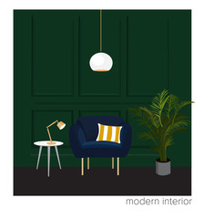 vector interior design illustration. living room furniture. trend trendy.