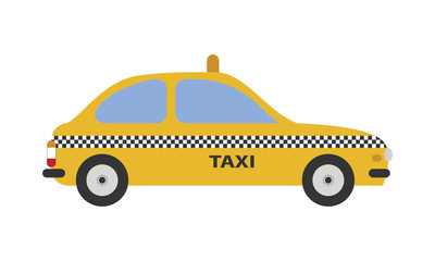 Cute cartoon vector illustration of a taxi cab