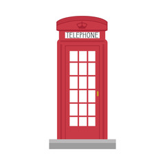 Fototapeta premium Cute cartoon vector illustration of a telephone box