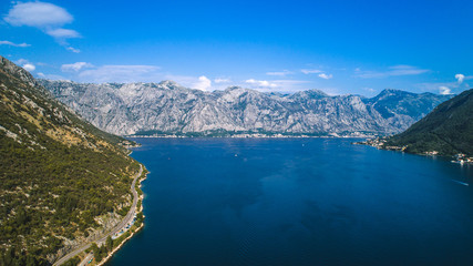 Naklejka na ściany i meble Aerial beautiful view on a Kotor bay. Montenegro