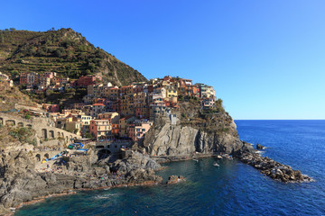 Fototapeta na wymiar Panoramic view of a coastal town in Italy