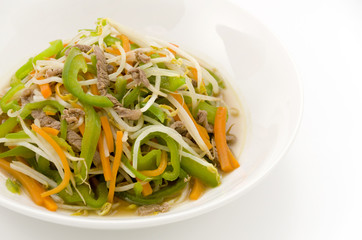 野菜と細切り豚肉の炒め物