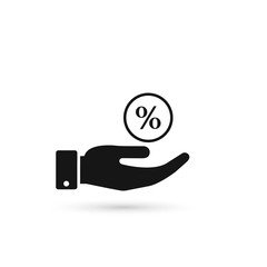 Hand with Discount percent icon. Vector business concept simple illustration