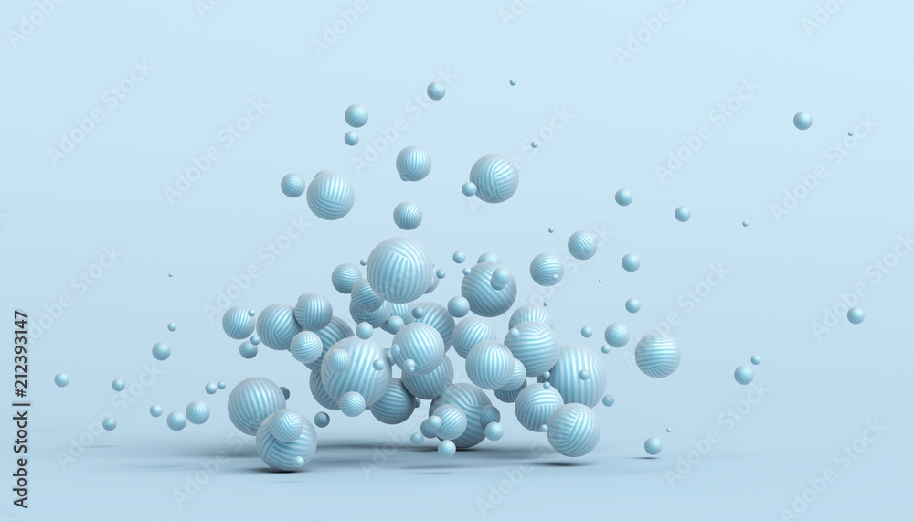 Poster abstract 3d rendering of geometric shapes. modern composition. background design with spheres for po